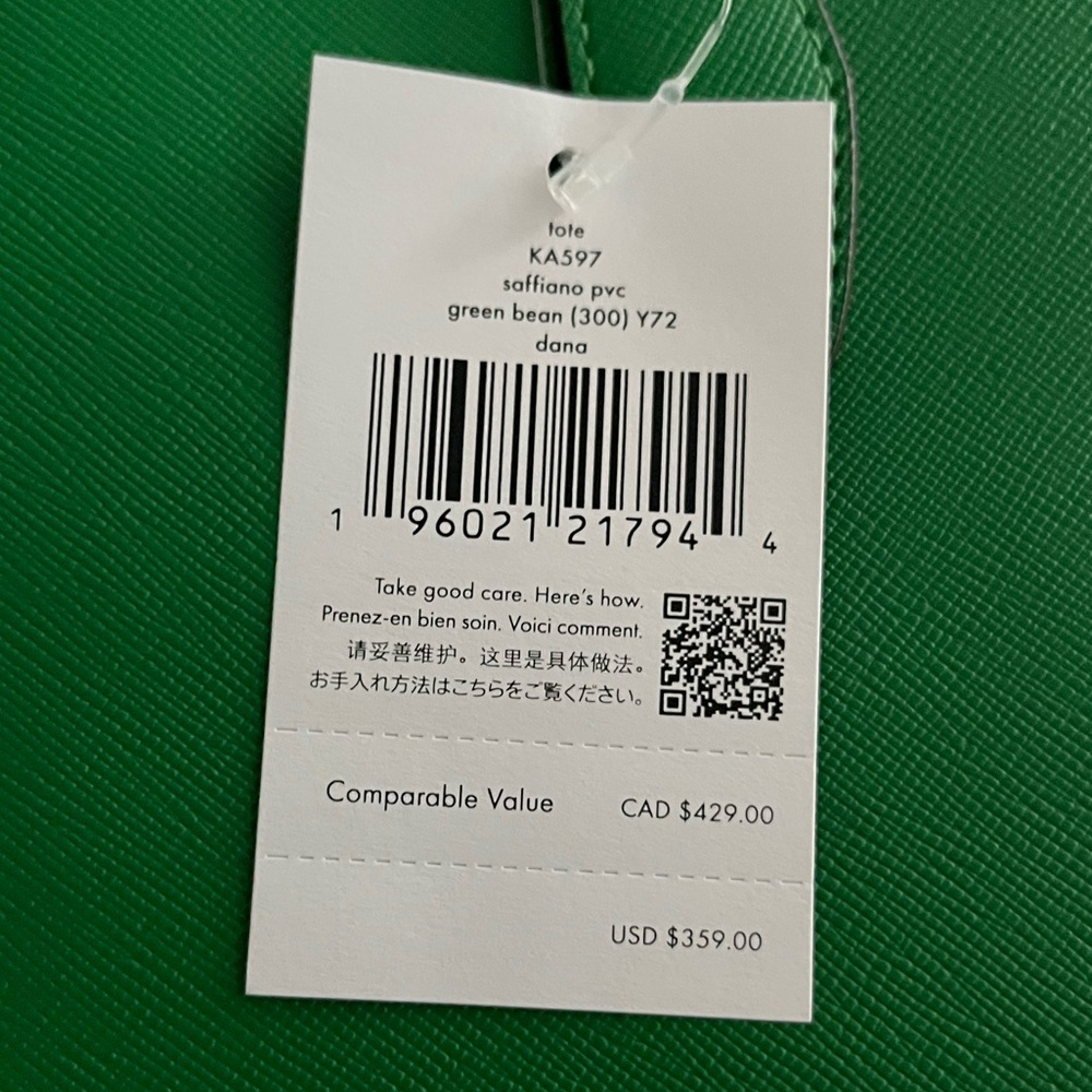 Kate Spade NWT DANA Tote Green Bean Color - Picture 16 of 16